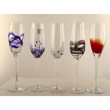 Haonai eco-friendly mosaic glass decorated glass goblet mouth blown glass for decoration